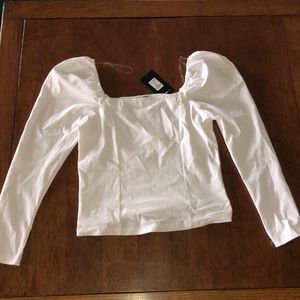 gorgeous fashion nova white princess top NWT